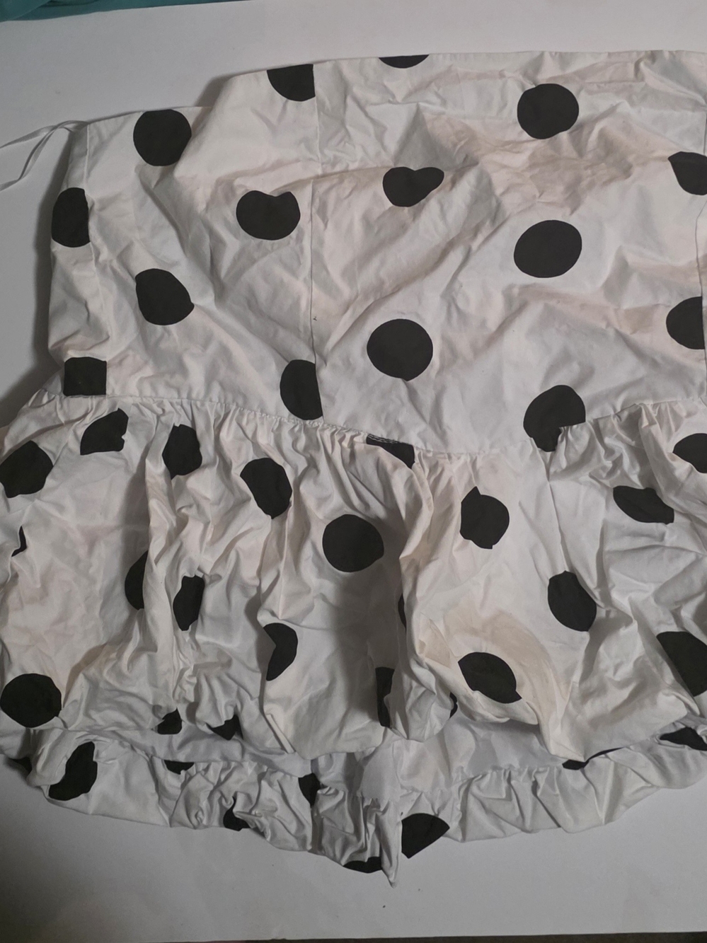 Strapless Polka Dot Crop Top - White with Black Dots